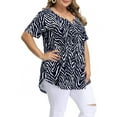 thumbnail image 3 of Plus Size Tops for Women Short Sleeve Buttons Up Blouses Flowy Floral Tunic Tops, 3 of 9