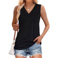 thumbnail image 2 of MORTTIC Women's Sleeveless V-Neck Tank Top Lightweight Loose Fit Summer Tee for Casual Days, Travel, L, 2 of 5