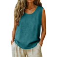 thumbnail image 5 of Tank Tops for Women Round Neck Linen Style Sleeveless Casual Blouse Womens Tops for All Season Daily Wear, 5 of 6