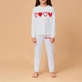 thumbnail image 4 of CPNG Boys Girls Home Clothing Nightwear Set Heart Print Long Sleeve Crewneck T Shirt and Pants 2 Pcs Outfits Set(White,11-12 Years), 4 of 4