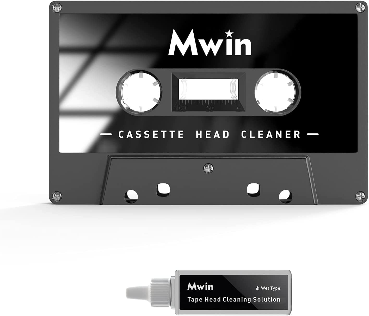 Audio Cassette Head Cleaner Tape w/ 1 Fluids Care Wet Maintenance Kit, Cleaner for Cassette Tape