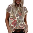 thumbnail image 2 of Puntoco Moda Casual Manga Corta Impreso O-Cuello Blusa Camiseta Suelta Señoras tops Puntoco Puntoco-4941, 2 of 5
