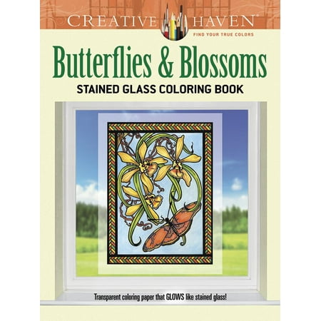 Creative Haven Coloring Books Butterflies And Blossoms Stained Glass Book Paperback