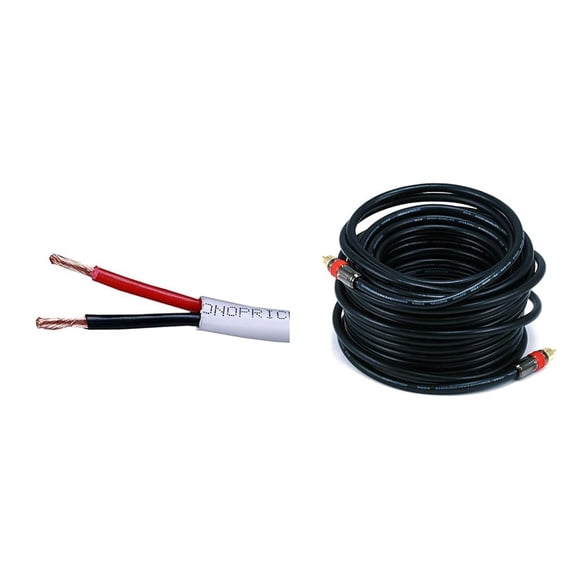 Paquete de Cable para Parlantes y Cable Coaxial Monoprice 14AWG