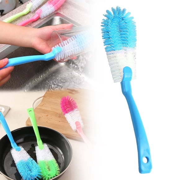 LQXZWJY Ensemble de Brosses pour Bouteilles, Brosse Nettoyante pour Bouteilles en Acier Inoxydable à Manche Long de 12 Pouces, Brosse Longue pour Lavage, Brosse de Nettoyage pour Bouteilles pour Bouteille d'Eau, Tasses, Brosses à Embout Plat Abrasives, Bleu