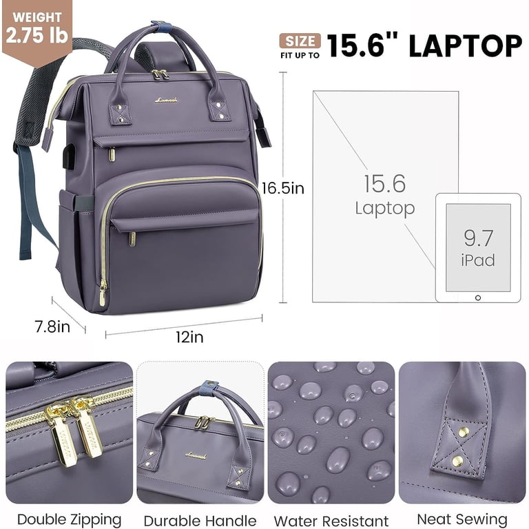 Women\'s Laptop Backpack PU Leather Laptop Backpack Bag,  Fit up to 15.6 Laptop Lovevook Women main image 3