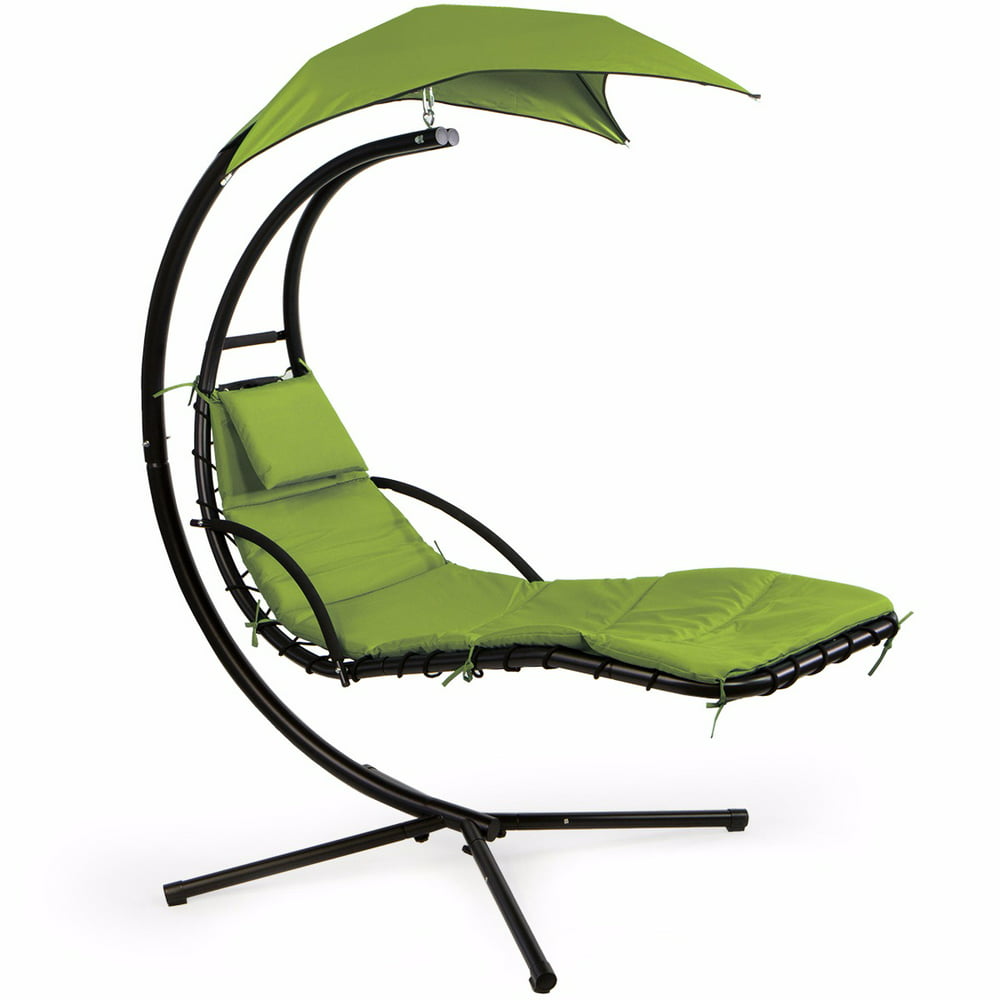 XtremepowerUS Patio Swing Chair Lounger Hammock Sun Canopy Green