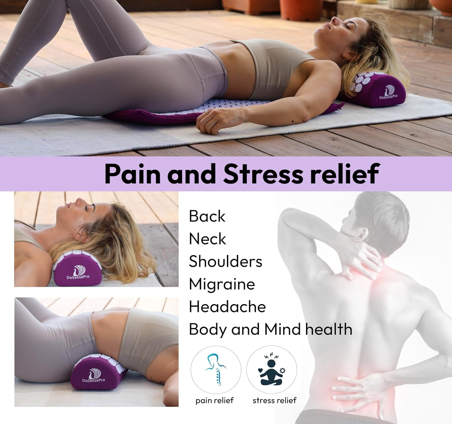 Innotech Sc Acupressure Mat and Pillow Set for Back/Neck Pain Relief and Muscle Relaxation with carrying bag