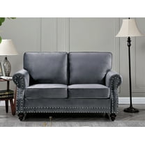 Uspridefurniture Feingold 61.4'' Velvet Rolled Arm Loveseat, Gray