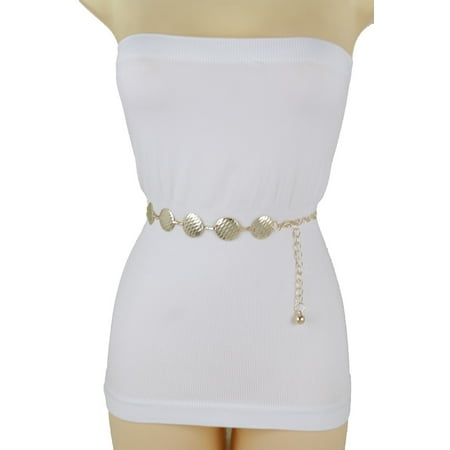 - Fun Women Belt Gold Metal Chain Round Circle Charms Hip High Waist Fashion Accessories S-L