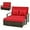 Red, variant on Moccha Outdoor Daybed, PE Rattan Double Chaise Lounge w/ 4-Level Adjustable Back, Storage Ottoman, Cushions & Pillows, Separated Seating, Wicker Sunbed for Garden Patio Furniture Set (Red)