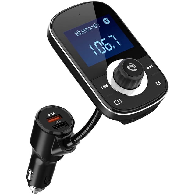 Bluetooth Fm Transmitter, 5V / 5.4A QC 3.0 Car Bluetooth Adapter With Voltage Display, Car MP3 Player Supports 3 Game Modes And Free Choice Of Songs For All Android and iOS - FT1003