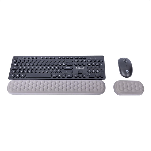 Kit Combo Teclado y Mouse Techzone Negro Con Descansa Muñecas