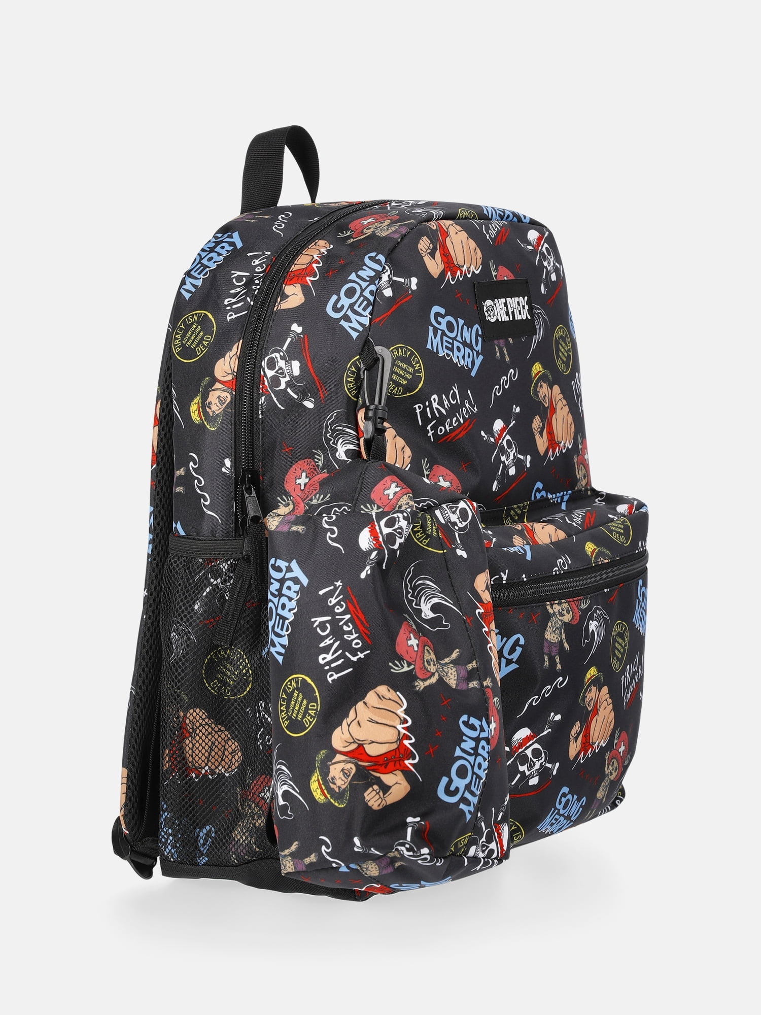 Netflix One Piece Unisex 17" Allover-Printed Backpack with Pencil Pouch, Black