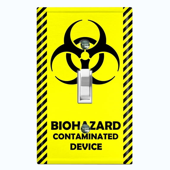 Metal Light Switch Plate Cover Yellow Contaminated Biohazard Sign SGN002
