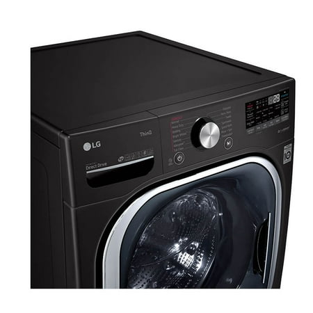 LG - 5.0 Cu. Ft. High-Efficiency Stackable Smart Front Load Washer with Steam and Built-In Intelligence - Black steel