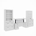 thumbnail image 4 of RoomAndLoft Wood Adjustable Height Sit-Stand Storage Desk & 2 Bookcases in White, 4 of 11