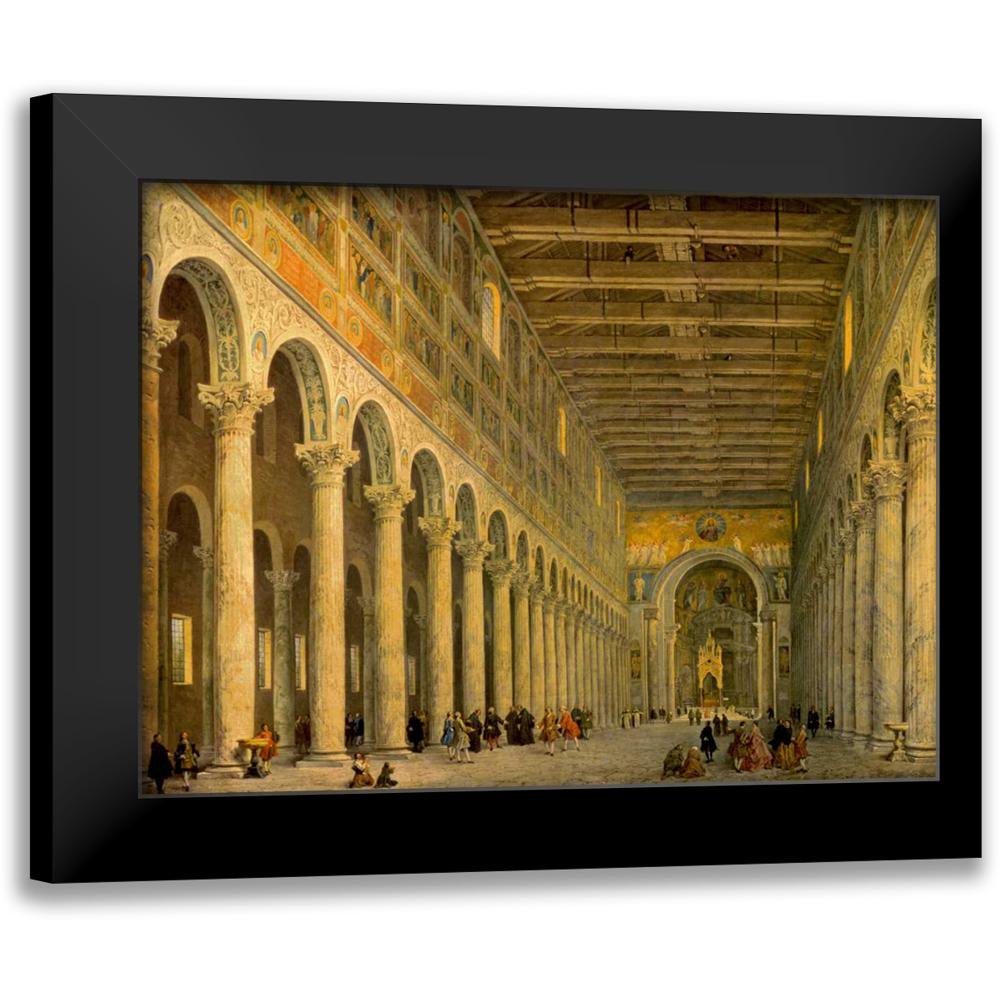 Pannini, Giovanni Paolo 14x12 Black Modern Framed Museum Art Print Titled - Interior of the Church of San Paolo Fuori Le Mura,