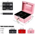 thumbnail image 5 of Cash Box With Money Tray,small Safe Lock Box With Key,cash Drawer,5.91"x 4.72"x 3.15" Pink Small, 5 of 5