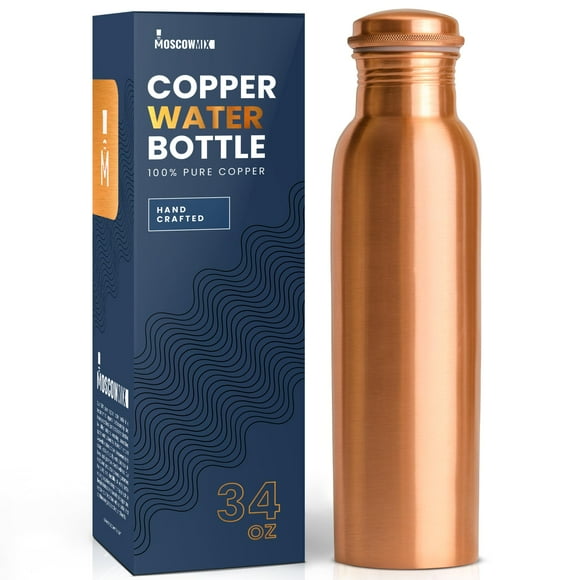 Botella de agua Moscow-Mix Pure Copper, 1 L, ayurvédica, 100% cobre