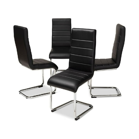 Baxton Studio Marlys Modern and Contemporary Black Faux Leather Upholstered Dining Chair (Set of 4)