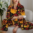 thumbnail image 6 of Pofeuu Autumn Maple Leaves A Print Womens Pajamas Set Long Sleeve Sleepwear Button Down Nightwear Soft Pj Lounge Sets Button Down Pajamas Women-Medium, 6 of 7