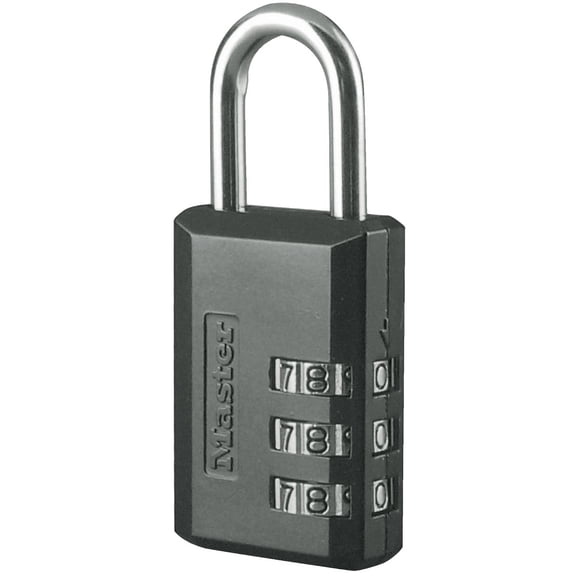 Master Lock Black Combination Padlock, Indoor Gym Locker Lock with Customizable 3-Digit Code for Luggage, Backpacks, Cabinets, 647D, (Pack of 4)