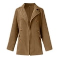 thumbnail image 5 of Gibobby Blazer de mujer elegante chamarra de talla grande para mujer con solapa con muescas cuello en V oficina trabajo 2023 traje de negocios(Caqui,M), 5 of 5