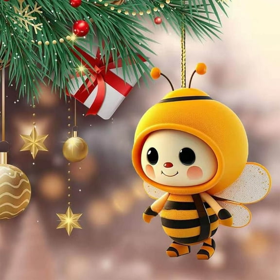Nkmbld Christmas Tree Ornament, Cute Acrylic Bee Pendant Hanging Ornaments for Tree Walls Windows Doors Home Party Garden Car Interiors Decors