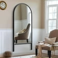 thumbnail image 2 of MAYEERTY 71"x32" Modern Arched Wood Frame Wall Mirror Wall Mounted Mirror,Black, 2 of 6