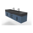 thumbnail image 2 of Nile 72" Blue Wood Floating Vanity with Black Top and Black Trim, 2 of 10