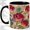 Black, variant on Stained Glass Rose Accent Mug, 11oz Ceramic Coffee Cup for Rose Lovers