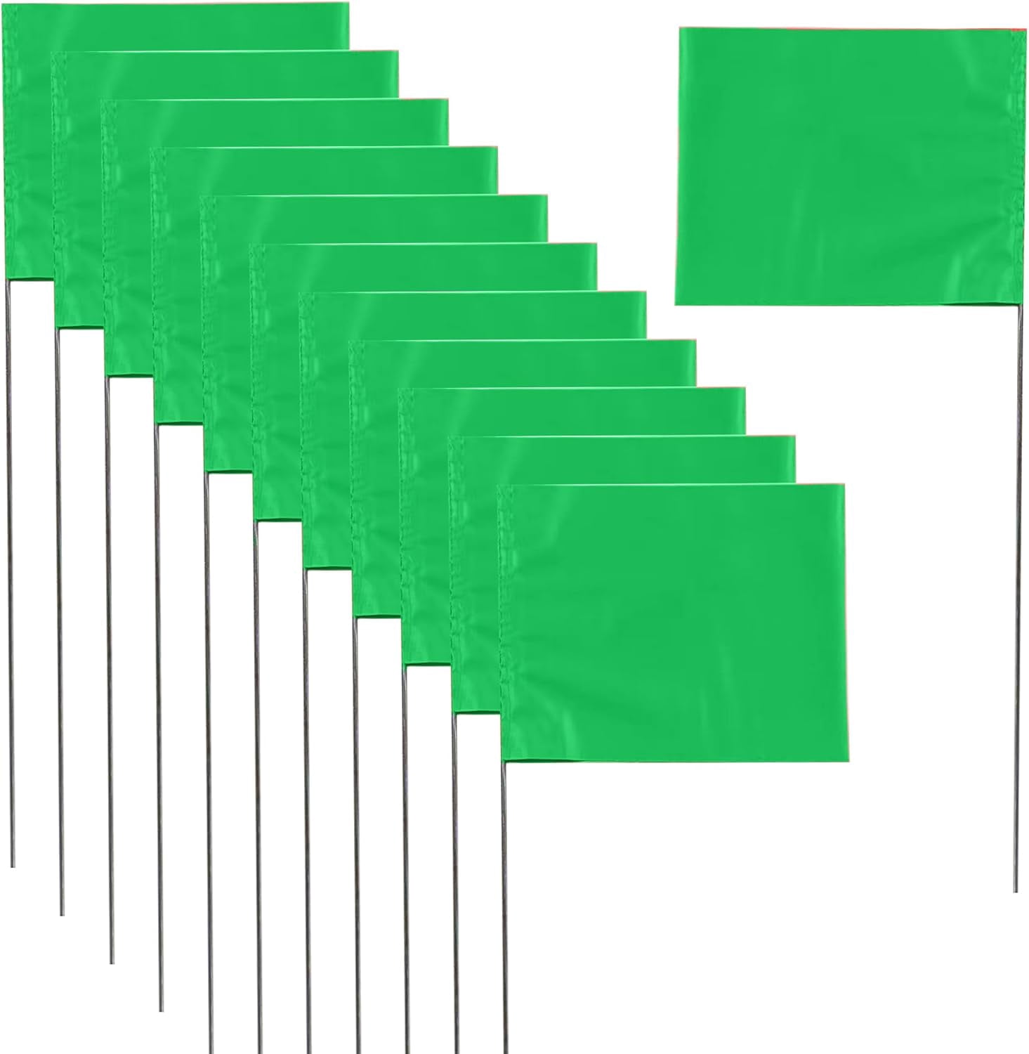 LSKJGA-Marking Flags - 15 x 4 x 5 Inch Yard Flags for Lawn, Landscape, Survey, Sprinkler & Irrigation (Green, 50 Pack)