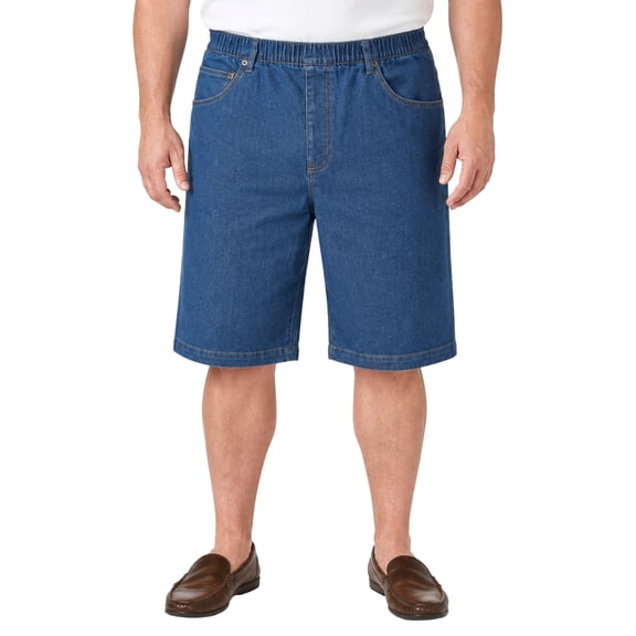 Turtle Bay New York Men's Stretch Waist Pull On Shorts in Denim Fabric - Free of Buttons & Snaps