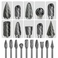 thumbnail image 3 of FindBuyTool  10-Piece Double-Cut Tungsten Carbide Rotary Burr Set, 1/8" Shank, for Wood, Plastic, Metal & Stone, 3 of 8