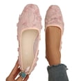 thumbnail image 3 of GERsome Women's Ballet Flats Square Closed Toe Slip-On Dress Shoes Lace Mesh Comfort Walking Shoes for Causal Work, Pink Size 8.5, 3 of 9