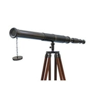 Handcrafted Model Ships ST-0152-Black 60 in. Admirals Floor Standing Oil Rubbed Bronze With Leather Telescope