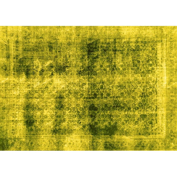 Ahgly Company Indoor Rectangle Abstract Yellow Modern Area Rugs, 7' x 10'