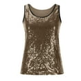 thumbnail image 4 of Sequin Tops for Women Summer Casual Sleeveless Round Neck Tank Tops Solid Color Loose Fit Shiny T Shirts Ladies Sparkly Glitter Blouses Party Club Cocktail Vest Shirt, 4 of 6