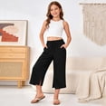 thumbnail image 7 of BOOMNY Girl's Baggy Capri Pants Wide Leg Jogger Pants for Kids Trendy Elastic Waist Solid Lightweight Trousers With Pockets, 7 of 7