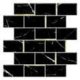 thumbnail image 1 of Black Marble Subway Back Splash Tile Gold Accent, 1 of 4