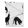 thumbnail image 2 of Cat Soft Flannel Fleece Throw Blanket, Silhouette of Kittens in Various Postures Playing Red Ball Animal Pet Paw Print, Cozy Plush for Indoor and Outdoor Use, 50" x 70", Vermilion Black, by Ambesonne, 2 of 5