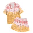 thumbnail image 3 of Hiiyo Girls Pajamas Ice-Cream Print Short Sleeve Button Shirt Shorts Sleepwear Set, 3 of 3