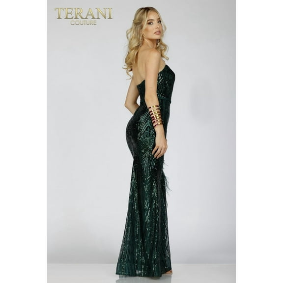 Women's Terani Couture Strapless Low Back Prom 2026 Gown 231p0030 Emerald Green 2