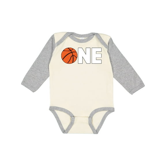 Inktastic One Basketball First Birthday Boys or Girls Long Sleeve Baby Bodysuit
