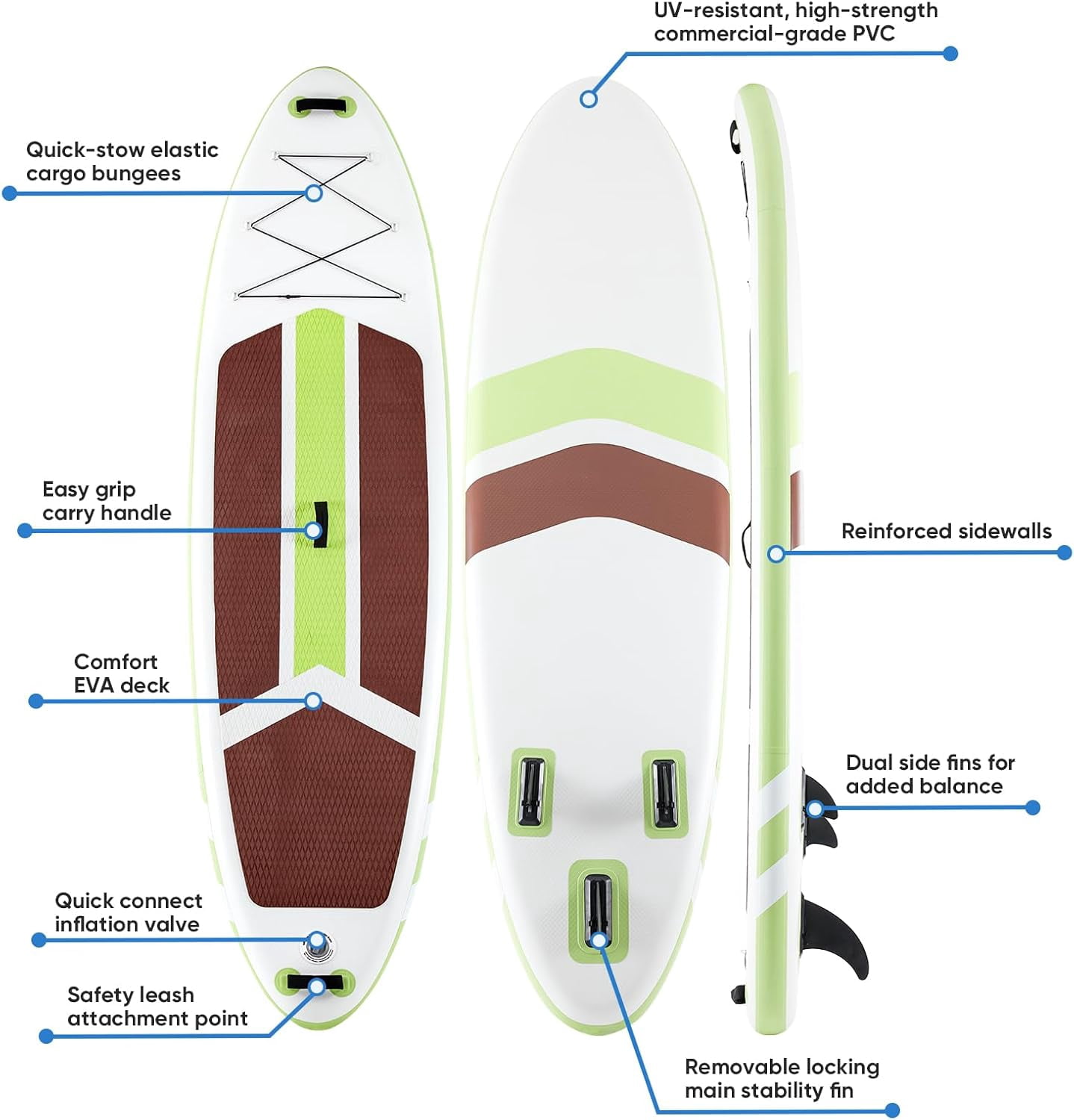 Buteny Inflatable Stand Up Paddle Board with Premium SUP Paddleboard Accessories,2-in-1 Paddle,Wide Stable Design,Non-Slip Comfort Deck for Beginners Adults & Youth