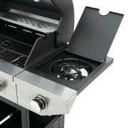 Resenkos 3-Burner Propane Grill, 37,000 BTU Stainless Steel Gas BBQ with Side Burner, Silver
