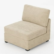 Ovios Middle Chair for Sectional Sofa Modern Plush Corduroy Armless Chair for Living Room, Beige