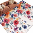 thumbnail image 2 of 5'x8' Area Rugs, Retro Flowers Indoor Outdoor Area Rug for Living Room Bedroom, Boho Modern Watercolor Floral Botanical Washable Bathroom Rugs Kitchen Floor Carpet Mats Home Decor Aesthetic, 2 of 8
