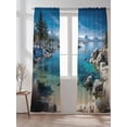 thumbnail image 2 of Nature Landscape Sheer Curtains 2 Panels Set Lake Stone Forest Sky Snow Mountain Lihgt Filtering Rod Pocket Voile Drape, Semi Sheer Window Curtains for Bedroom Living Room, 52"x84", 2 of 5